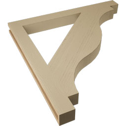 Ekena Millwork - BKTUR035X38X38FST05RCPR - Timberthane Faux Wood Funston Style Bracket, Block Ends, 3 1/2"W x 38"D x 38"H, Primed Tan
