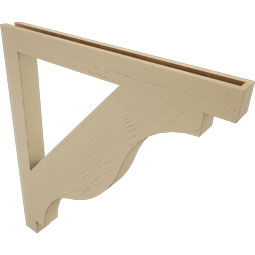 Ekena Millwork - BKTUR035X38X42FST05RCPR - Timberthane Faux Wood Funston Style Bracket, Block Ends, 3 1/2"W x 38"D x 42"H, Primed Tan