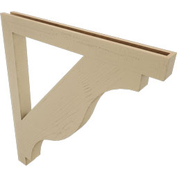 Ekena Millwork - BKTUR035X38X44FST05RCPR - Timberthane Faux Wood Funston Style Bracket, Block Ends, 3 1/2"W x 38"D x 44"H, Primed Tan