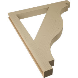 Ekena Millwork - BKTUR035X38X44FST05RCPR - Timberthane Faux Wood Funston Style Bracket, Block Ends, 3 1/2"W x 38"D x 44"H, Primed Tan