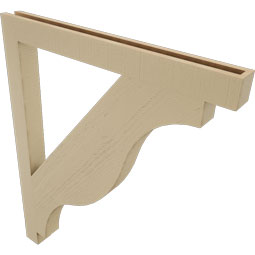 Ekena Millwork - BKTUR035X38X46FST05RCPR - Timberthane Faux Wood Funston Style Bracket, Block Ends, 3 1/2"W x 38"D x 46"H, Primed Tan