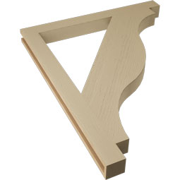 Ekena Millwork - BKTUR035X38X46FST05RCPR - Timberthane Faux Wood Funston Style Bracket, Block Ends, 3 1/2"W x 38"D x 46"H, Primed Tan