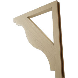 Ekena Millwork - BKTUR035X40X44FST05RCPR - Timberthane Faux Wood Funston Style Bracket, Block Ends, 3 1/2"W x 40"D x 44"H, Primed Tan