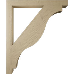 Ekena Millwork - BKTUR035X40X48FST05RCPR - Timberthane Faux Wood Funston Style Bracket, Block Ends, 3 1/2"W x 40"D x 48"H, Primed Tan