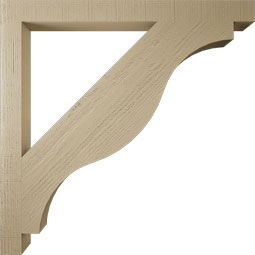 Ekena Millwork - BKTUR035X42X42FST05RCPR - Timberthane Faux Wood Funston Style Bracket, Block Ends, 3 1/2"W x 42"D x 42"H, Primed Tan