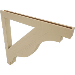 Ekena Millwork - BKTUR035X42X42FST05RCPR - Timberthane Faux Wood Funston Style Bracket, Block Ends, 3 1/2"W x 42"D x 42"H, Primed Tan
