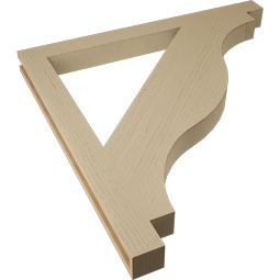Ekena Millwork - BKTUR035X42X42FST05RCPR - Timberthane Faux Wood Funston Style Bracket, Block Ends, 3 1/2"W x 42"D x 42"H, Primed Tan