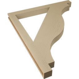 Ekena Millwork - BKTUR035X42X48FST05RCPR - Timberthane Faux Wood Funston Style Bracket, Block Ends, 3 1/2"W x 42"D x 48"H, Primed Tan