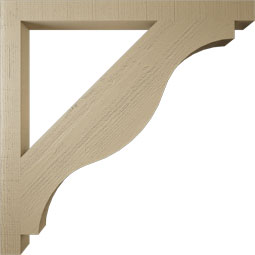 Ekena Millwork - BKTUR035X44X44FST05RCPR - Timberthane Faux Wood Funston Style Bracket, Block Ends, 3 1/2"W x 44"D x 44"H, Primed Tan