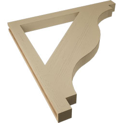 Ekena Millwork - BKTUR035X44X44FST05RCPR - Timberthane Faux Wood Funston Style Bracket, Block Ends, 3 1/2"W x 44"D x 44"H, Primed Tan