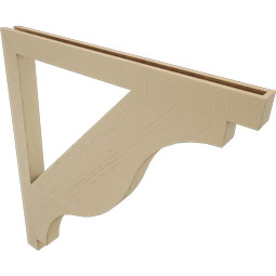 Ekena Millwork - BKTUR035X44X48FST05RCPR - Timberthane Faux Wood Funston Style Bracket, Block Ends, 3 1/2"W x 44"D x 48"H, Primed Tan