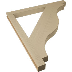 Ekena Millwork - BKTUR035X44X48FST05RCPR - Timberthane Faux Wood Funston Style Bracket, Block Ends, 3 1/2"W x 44"D x 48"H, Primed Tan