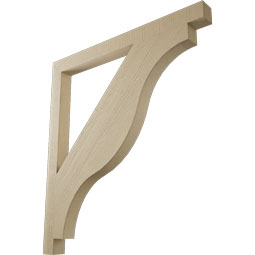 Ekena Millwork - BKTUR035X44X48FST05RCPR - Timberthane Faux Wood Funston Style Bracket, Block Ends, 3 1/2"W x 44"D x 48"H, Primed Tan