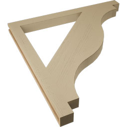 Ekena Millwork - BKTUR035X46X46FST05RCPR - Timberthane Faux Wood Funston Style Bracket, Block Ends, 3 1/2"W x 46"D x 46"H, Primed Tan