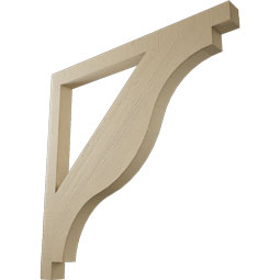 Ekena Millwork - BKTUR035X46X46FST05RCPR - Timberthane Faux Wood Funston Style Bracket, Block Ends, 3 1/2"W x 46"D x 46"H, Primed Tan