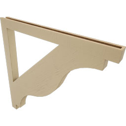 Ekena Millwork - BKTUR035X48X48FST05RCPR - Timberthane Faux Wood Funston Style Bracket, Block Ends, 3 1/2"W x 48"D x 48"H, Primed Tan