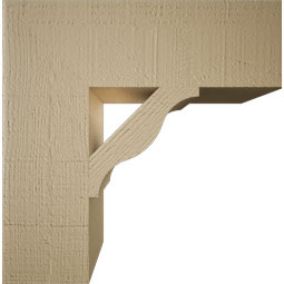 Ekena Millwork - BKTUR055X18X18FST05RCPR - Timberthane Faux Wood Funston Style Bracket, Block Ends, 5 1/2"W x 18"D x 18"H, Primed Tan