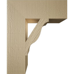 Ekena Millwork - BKTUR055X18X22FST05RCPR - Timberthane Faux Wood Funston Style Bracket, Block Ends, 5 1/2"W x 18"D x 22"H, Primed Tan