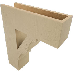 Ekena Millwork - BKTUR055X18X22FST05RCPR - Timberthane Faux Wood Funston Style Bracket, Block Ends, 5 1/2"W x 18"D x 22"H, Primed Tan