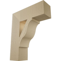Ekena Millwork - BKTUR055X18X22FST05RCPR - Timberthane Faux Wood Funston Style Bracket, Block Ends, 5 1/2"W x 18"D x 22"H, Primed Tan