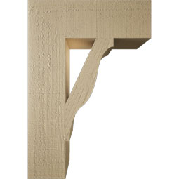 Ekena Millwork - BKTUR055X18X26FST05RCPR - Timberthane Faux Wood Funston Style Bracket, Block Ends, 5 1/2"W x 18"D x 26"H, Primed Tan
