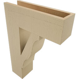 Ekena Millwork - BKTUR055X18X26FST05RCPR - Timberthane Faux Wood Funston Style Bracket, Block Ends, 5 1/2"W x 18"D x 26"H, Primed Tan