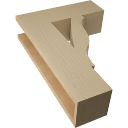 Ekena Millwork - BKTUR055X18X26FST05RCPR - Timberthane Faux Wood Funston Style Bracket, Block Ends, 5 1/2"W x 18"D x 26"H, Primed Tan