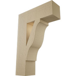 Ekena Millwork - BKTUR055X18X26FST05RCPR - Timberthane Faux Wood Funston Style Bracket, Block Ends, 5 1/2"W x 18"D x 26"H, Primed Tan