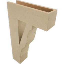 Ekena Millwork - BKTUR055X18X30FST05RCPR - Timberthane Faux Wood Funston Style Bracket, Block Ends, 5 1/2"W x 18"D x 30"H, Primed Tan