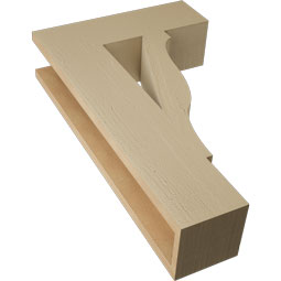Ekena Millwork - BKTUR055X18X30FST05RCPR - Timberthane Faux Wood Funston Style Bracket, Block Ends, 5 1/2"W x 18"D x 30"H, Primed Tan
