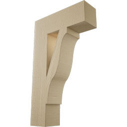 Ekena Millwork - BKTUR055X18X30FST05RCPR - Timberthane Faux Wood Funston Style Bracket, Block Ends, 5 1/2"W x 18"D x 30"H, Primed Tan