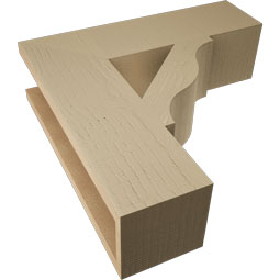 Ekena Millwork - BKTUR055X20X20FST05RCPR - Timberthane Faux Wood Funston Style Bracket, Block Ends, 5 1/2"W x 20"D x 20"H, Primed Tan