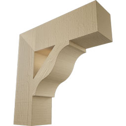 Ekena Millwork - BKTUR055X20X20FST05RCPR - Timberthane Faux Wood Funston Style Bracket, Block Ends, 5 1/2"W x 20"D x 20"H, Primed Tan