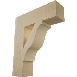 Ekena Millwork - BKTUR055X20X24FST05RCPR - Timberthane Faux Wood Funston Style Bracket, Block Ends, 5 1/2"W x 20"D x 24"H, Primed Tan