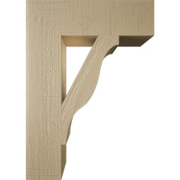 Ekena Millwork - BKTUR055X20X28FST05RCPR - Timberthane Faux Wood Funston Style Bracket, Block Ends, 5 1/2"W x 20"D x 28"H, Primed Tan