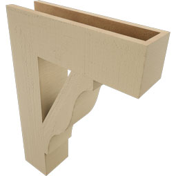 Ekena Millwork - BKTUR055X20X28FST05RCPR - Timberthane Faux Wood Funston Style Bracket, Block Ends, 5 1/2"W x 20"D x 28"H, Primed Tan