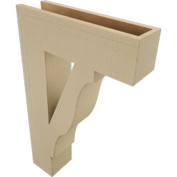 Ekena Millwork - BKTUR055X20X32FST05RCPR - Timberthane Faux Wood Funston Style Bracket, Block Ends, 5 1/2"W x 20"D x 32"H, Primed Tan