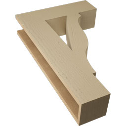 Ekena Millwork - BKTUR055X20X32FST05RCPR - Timberthane Faux Wood Funston Style Bracket, Block Ends, 5 1/2"W x 20"D x 32"H, Primed Tan