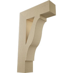 Ekena Millwork - BKTUR055X20X32FST05RCPR - Timberthane Faux Wood Funston Style Bracket, Block Ends, 5 1/2"W x 20"D x 32"H, Primed Tan