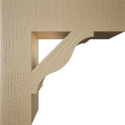 Ekena Millwork - BKTUR055X22X22FST05RCPR - Timberthane Faux Wood Funston Style Bracket, Block Ends, 5 1/2"W x 22"D x 22"H, Primed Tan