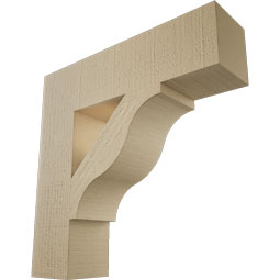 Ekena Millwork - BKTUR055X22X22FST05RCPR - Timberthane Faux Wood Funston Style Bracket, Block Ends, 5 1/2"W x 22"D x 22"H, Primed Tan