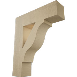 Ekena Millwork - BKTUR055X22X26FST05RCPR - Timberthane Faux Wood Funston Style Bracket, Block Ends, 5 1/2"W x 22"D x 26"H, Primed Tan