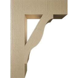 Ekena Millwork - BKTUR055X22X30FST05RCPR - Timberthane Faux Wood Funston Style Bracket, Block Ends, 5 1/2"W x 22"D x 30"H, Primed Tan