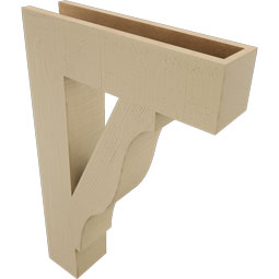 Ekena Millwork - BKTUR055X22X34FST05RCPR - Timberthane Faux Wood Funston Style Bracket, Block Ends, 5 1/2"W x 22"D x 34"H, Primed Tan