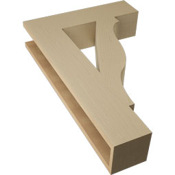 Ekena Millwork - BKTUR055X22X34FST05RCPR - Timberthane Faux Wood Funston Style Bracket, Block Ends, 5 1/2"W x 22"D x 34"H, Primed Tan