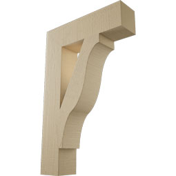 Ekena Millwork - BKTUR055X22X34FST05RCPR - Timberthane Faux Wood Funston Style Bracket, Block Ends, 5 1/2"W x 22"D x 34"H, Primed Tan