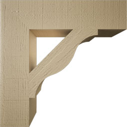 Ekena Millwork - BKTUR055X24X24FST05RCPR - Timberthane Faux Wood Funston Style Bracket, Block Ends, 5 1/2"W x 24"D x 24"H, Primed Tan