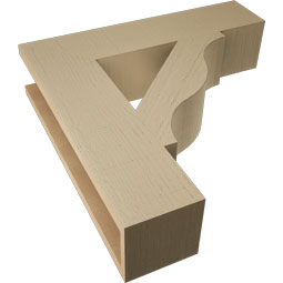 Ekena Millwork - BKTUR055X24X24FST05RCPR - Timberthane Faux Wood Funston Style Bracket, Block Ends, 5 1/2"W x 24"D x 24"H, Primed Tan