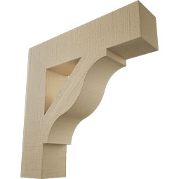 Ekena Millwork - BKTUR055X24X24FST05RCPR - Timberthane Faux Wood Funston Style Bracket, Block Ends, 5 1/2"W x 24"D x 24"H, Primed Tan