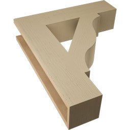 Ekena Millwork - BKTUR055X24X28FST05RCPR - Timberthane Faux Wood Funston Style Bracket, Block Ends, 5 1/2"W x 24"D x 28"H, Primed Tan